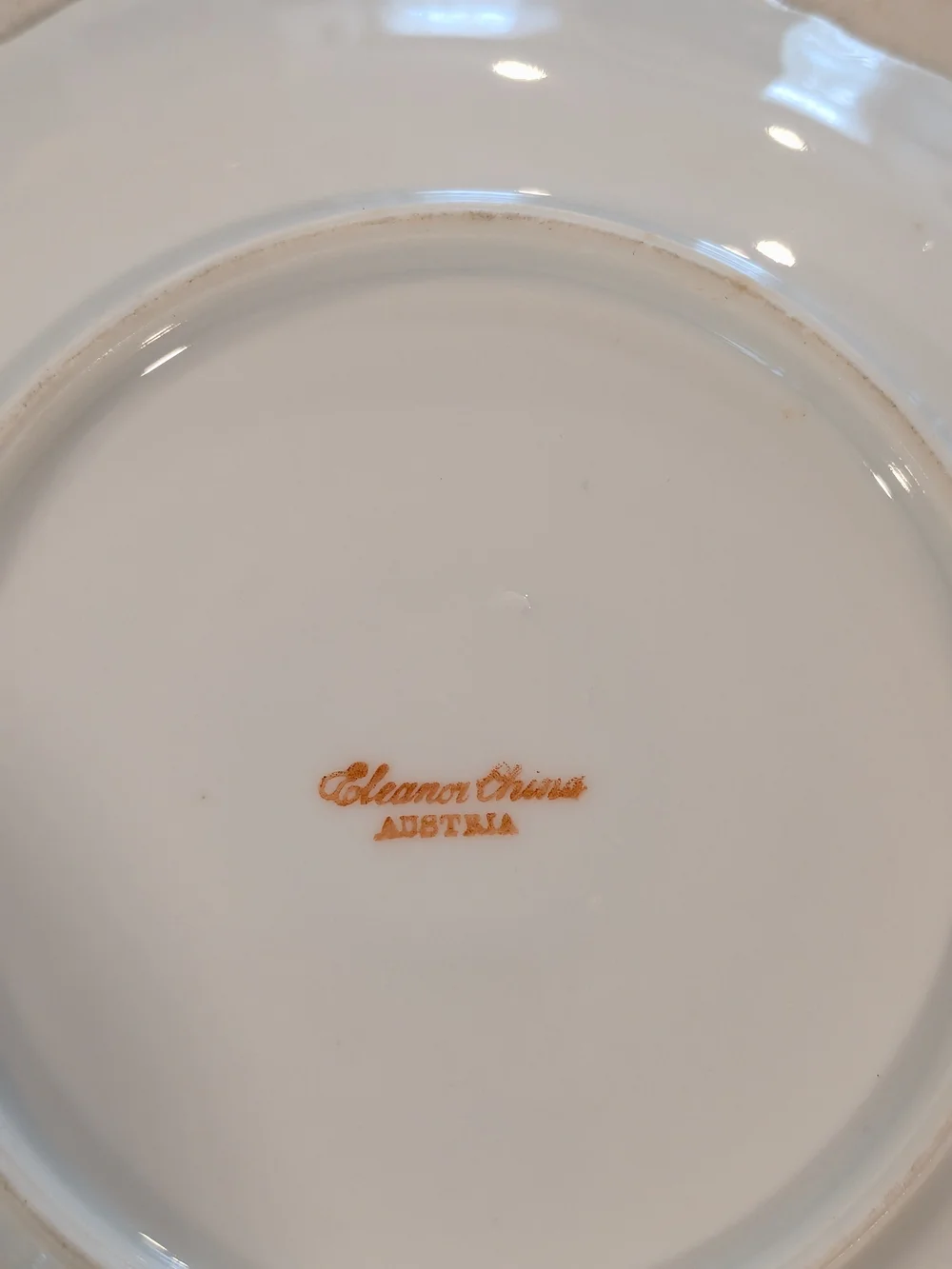 Vintage From 1990 Green Floral Gold-Trim Porcelain  Desert Plate